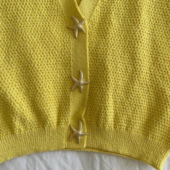 Zara Yellow Short Sleeve Knit Cardigan (sz M) - Picture 5 of 9
